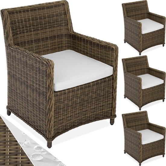 Tectake - set van 4 luxe Wicker tuinstoelel - Saint Tropez - 404633