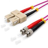 1aTTack.de 1x 3m OM4 LWL DX DUPLEX patchkabel SC/UPC - ST/UPC MM MULTIMODE - 50/125 µm LSZH violet