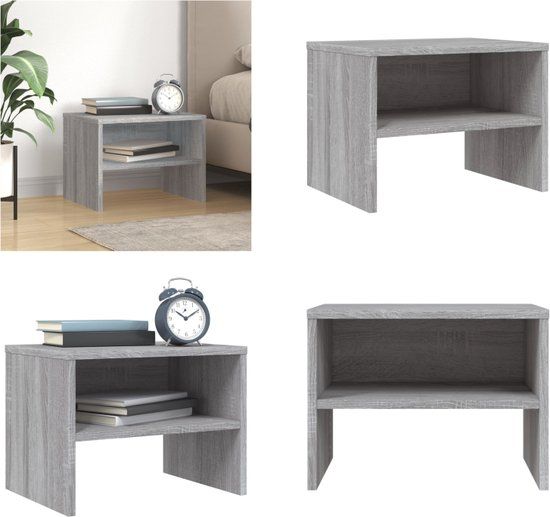 vidaXL Nachtkastje 40x30x30 cm Bewerkt Hout Grijs Sonoma Eikenkleurig