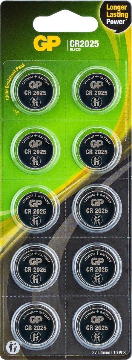 GP Batteries CR2025 Lithium knoopcel 3V 10 stuks