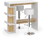 Vicco Dana Bartafel set – 108 x 50 cm met 2 barkrukken Eik wit/goud