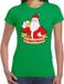 Bellatio Decorations Shoppartners Bv Fout kerstshirt / t-shirt groen santa met pul bier voor dames - kerstkleding / christmas outfit XS