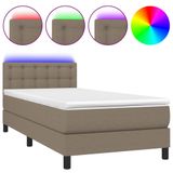 vidaXL Boxspringbed met matras en LED-verlichting, taupekleurig, 120x200 cm, gestoffeerd