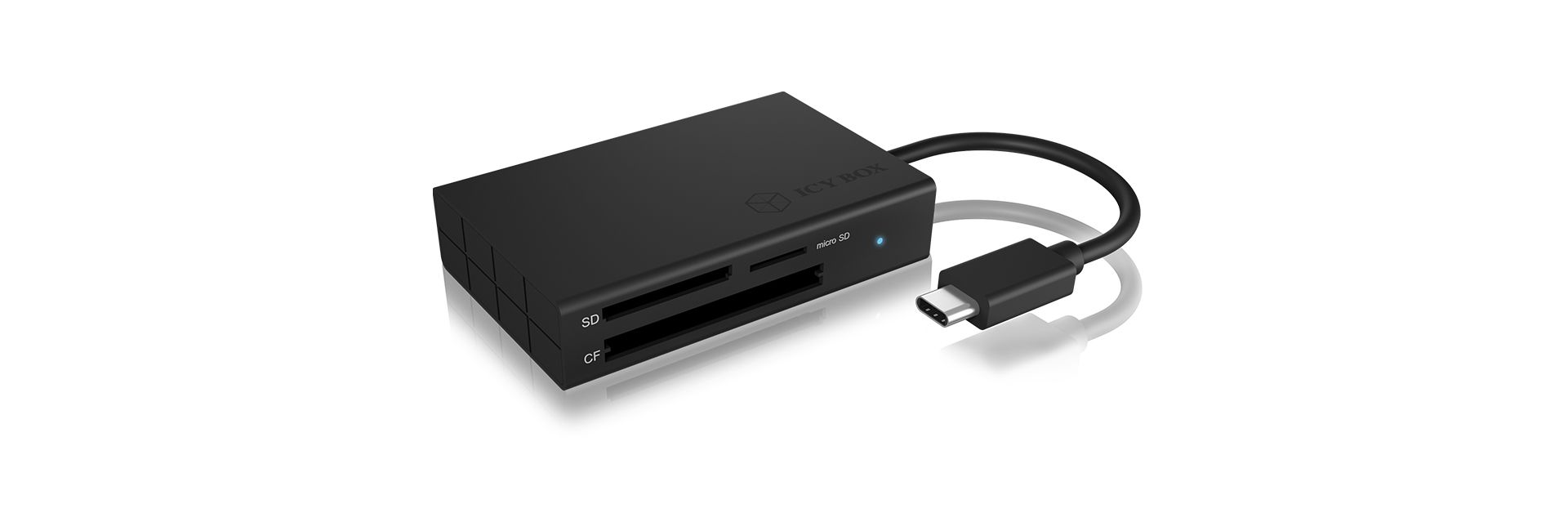 Icy Box IB-CR401-C3 - Card Reader - USB 3.0 Type-C - Black