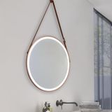 M Ledme Badkamerspiegel met licht, 60 x 60 cm, ronde zoutspiegel, 15 W, dimbaar, 3 lichtkleuren, aanraakschakelaar, IP44, HD-gehard glas met koord