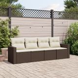 Prolenta Maison Exclusive - Tuinset voor in de tuin, bestaande uit 4 delen met kussens, bruin, van polyrotan