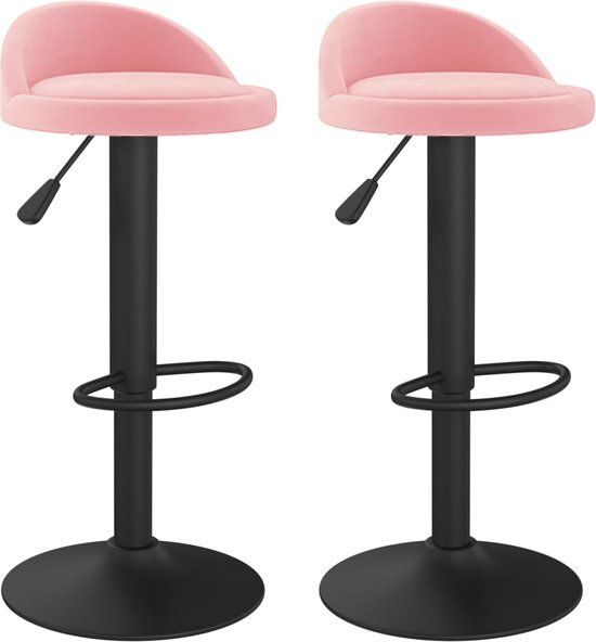 vidaXL Barkrukken - 2 stuks - Fluweel - Roze