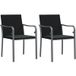 Rotin Chaises De Jardin Avec Coussins Lot De 2 Chaises D'Extérieur Noir 56x59x84 Cm