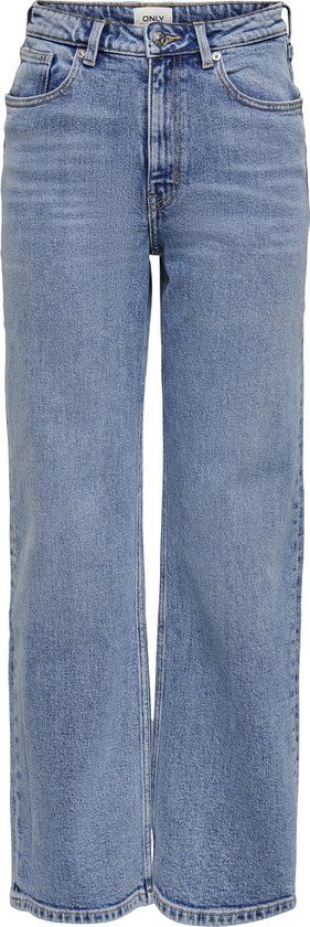 ONLY high waist wide leg jeans ONLJUICY medium blue denim