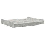vidaXL Cadre de lit avec tiroir Béton Gris 200 x 200 cm Bois traité