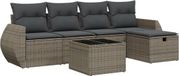 vidaXL Loungeset met Kussens, Poly Rattan, Grijs