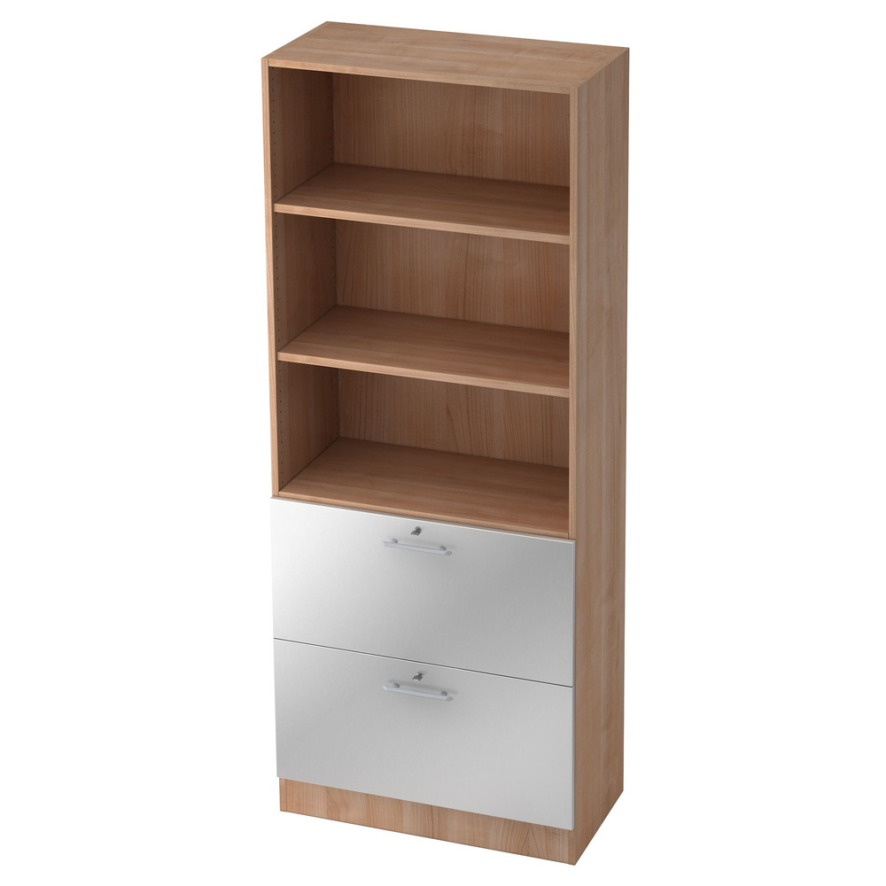 hjh OFFICE PRO Wandkast | Walnoot/Zilver | 80 x 42 x 200,4 cm | Signa G 7300 RE