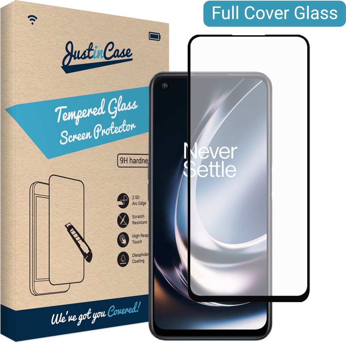 Just in Case Gehard Glas Edge to Edge Screenprotector OnePlus Nord CE2 Lite
