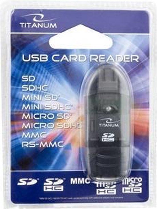 Titanum TA101K Serie - Geheugenkaartlezer - SDHC/MicroSDHC - USB 2.0 - Zwart