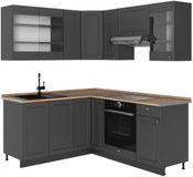 Vicco Hoekkeuken Fame-Line, Anthrazit-Gold Landhaus/Antraciet, 190 x 160 cm, WB Eik