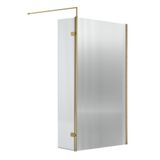 Hudson Reed Paroi de douche italienne cannelée – 185 x 90 cm - Laiton brossé – Avec paroi de retour pivotante