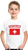 Bellatio Decorations Supporters kleding - t-shirt van vlag Zwitserland - wit - voor kinderen - korte mouwen - sport 134/140