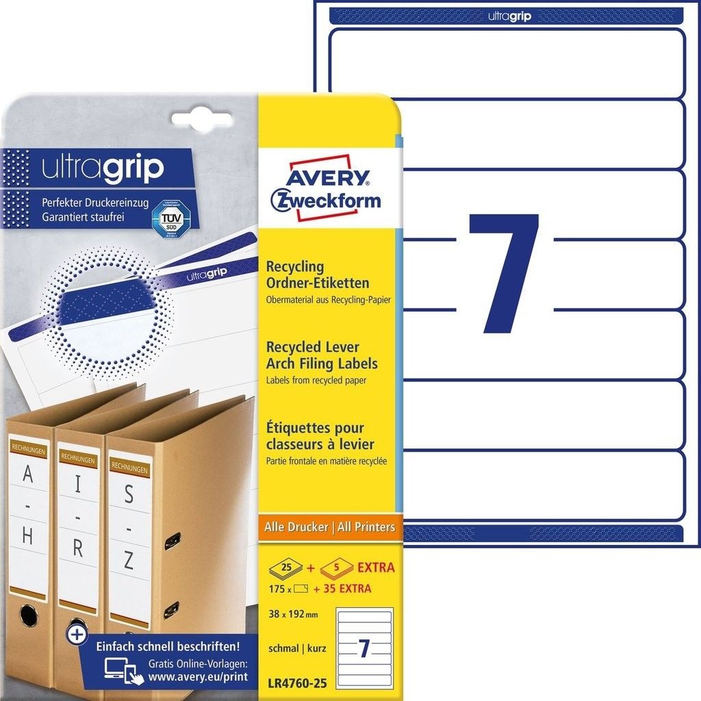 Avery LR4760-25 - Etiketten - wit - papier