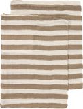 Meyco Hydrofiele doeken pre-washed Fat Stripe Taupe 20x17cm - 2-pack