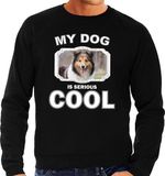 Bellatio Decorations Sheltie Honden Trui / Sweater My Dog Is Serious Cool Zwart - Heren - Shetland Sheepdogs Liefhebber Cadeau Sweaters XL