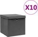vidaXL Opbergboxen met deksel, 10 stuks, 28x28x28 cm, grijs