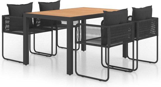 vidaXL 5-delige Tuinset PVC-rattan zwart en bruin