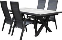 AVH-Collectie Nancy New Delhi dining tuinset uitschuifbaar 204-264x103xH74,5 cm 5 delig verstelbaar
