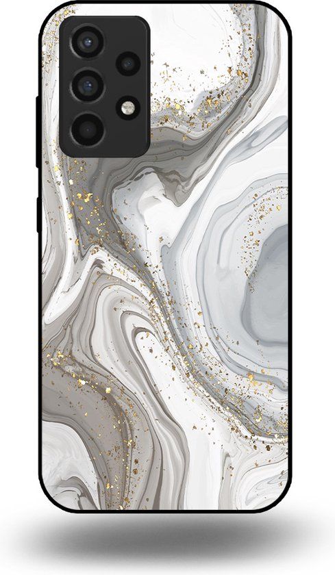 Smartphonica Telefoonhoesje Samsung Galaxy A52 5G - Marmer - Zilver