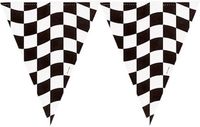 Haza - Vlaggetjes - Racing thema zwart/wit geblokt - 366 cm - plastic