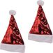 Bellatio Decorations Kerstmuts - 2x stuks - rood/zilver - veranderbare pailletten - wrijf pailletten - volwassenen - Glitters