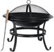 KING Hoff - Vuurkorf - Tuinhaard Buiten met Grill - Terras Vuurplaats met Vonkenscherm - Houtskool Vuurkorf Tuin - Inclusief Pook - Metaal - Ø54.5 x 53 cm - Zwart