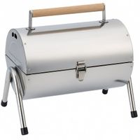Alpina Houtskool BBQ - Draagbare BBQ met Handgreep - Barbecue Camping met Ventilatie En Sluitclip - Houtskoolbarbecue Compact 38 x 30 x 19 cm - RVS