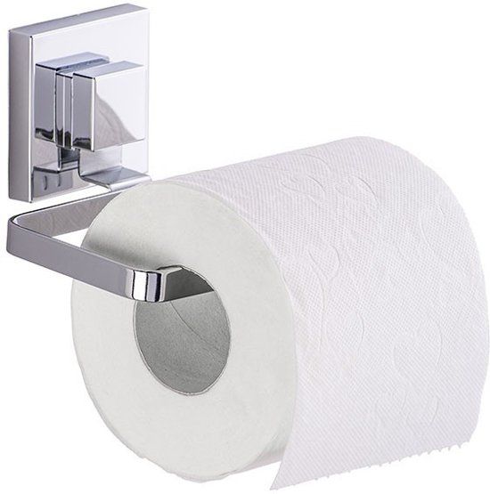WENKO Toiletrolhouder Quadro Vacuumloc RVS Chroom Glans Vierkant