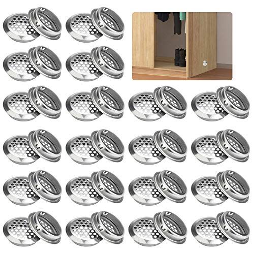 KLYNGTSK 30 STKS Air Vent Gat Rvs Ventilatie Louvre Ronde Air Vent Louvre Gat Soffit Vent Mesh Gat Ronde Geperforeerde Mesh Cabine Gat voor Keuken Badkamer Kabinet Garderobe
