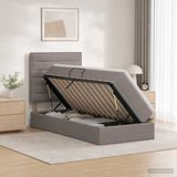 vidaXL Bed met matras en hoofdeinde Taupe 90 x 200 cm Stof