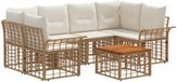 vidaXL Buiten bankenset 7 st Natuurlijk en Crème Wit poly rattan