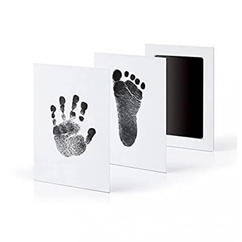 BesDirect Baby Inktloze Handprint Footprint Kit met 1 Inktkussens en 2 Imprint Kaarten voor pasgeboren baby, Pet Paw Print, Inktloze Print Kit Safe niet giftig voor Baby voeten en handen (Zwart)