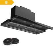 Klarstein Afzuigkap, 90 cm, stille afzuigkap, 90 cm, met ledlampen, krachtige luchtstroom van 640 m³/u, afzuigkap met afvoer, aluminium vetfilter