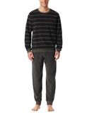 Schiesser Heren Pyjama Badstof - Casual Nightwear - Donkergrijs - 56