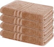 Lavea® Set van 4 badhanddoeken 70x140 cm – 100% katoen – Cappuccino