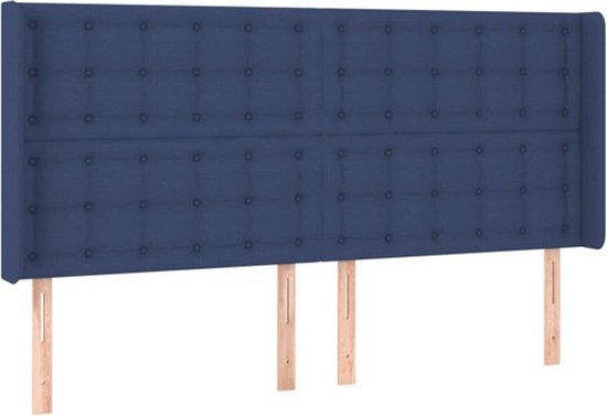 vidaXL Hoofdbord met randen 203x16x118/128 cm stof blauw