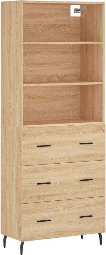 vidaXL Hoge kast 69,5x34x180 cm bewerkt hout sonoma eikenkleurig