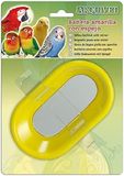 Arquivet Gele vogelbak met spiegel, 14,5 x 8,5 x 4,5 cm, badkuip voor kanaries, parkieten en andere vogels, accessoires en accessoires voor vogelkooien