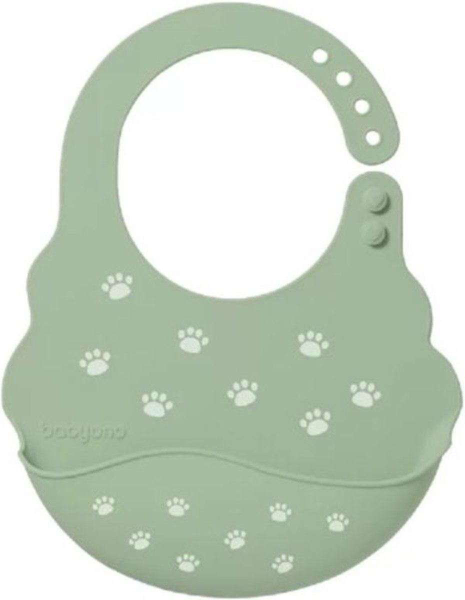 Babyono Slabbetje met Opvangbakje - Groen - Vanaf 6 Maanden - Verstelbare Sluiting