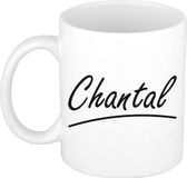 Bellatio Decorations Chantal Naam koffiemok - beker - met sierlijke letters - wit
