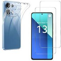 Phonillico® Case for Xiaomi Redmi Note 13 4G and 2 Tempered Glass Screen Protectors