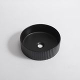 QeramiQ Arto waskom - 35x35x11.5cm - geribbeld - rond - keramiek - mat zwart