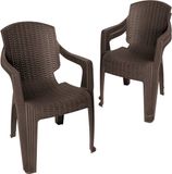 Garronda 3 Tuinstoelen Stapelbaar met Rotanlook GD-0254 Bruin