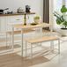 STILVORA Ensemble de table à manger - Table à manger industrielle avec 2 bancs pour 4 personnes - Gain de place pour cuisine et salon - Panneau de particules ; Acier - 110x60x75 cm
