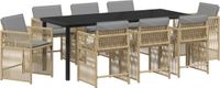 vidaXL Tuin Eettafel Set 9-delig Beige Polyrattan